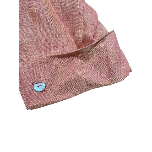 Edward Woman's 2X Irish Linen Coral V Neck Collard Long Sleeve Collard Tunic - Picture 4 of 6